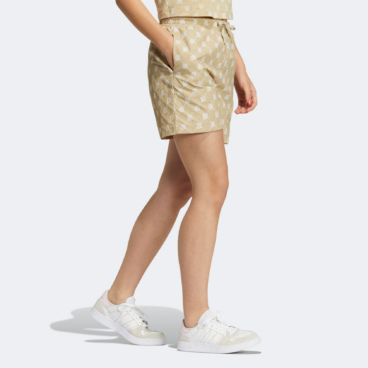 (WMNS) adidas Neo Pattern Printing Lacing Casual Sports Shorts 'Brown' IB5844