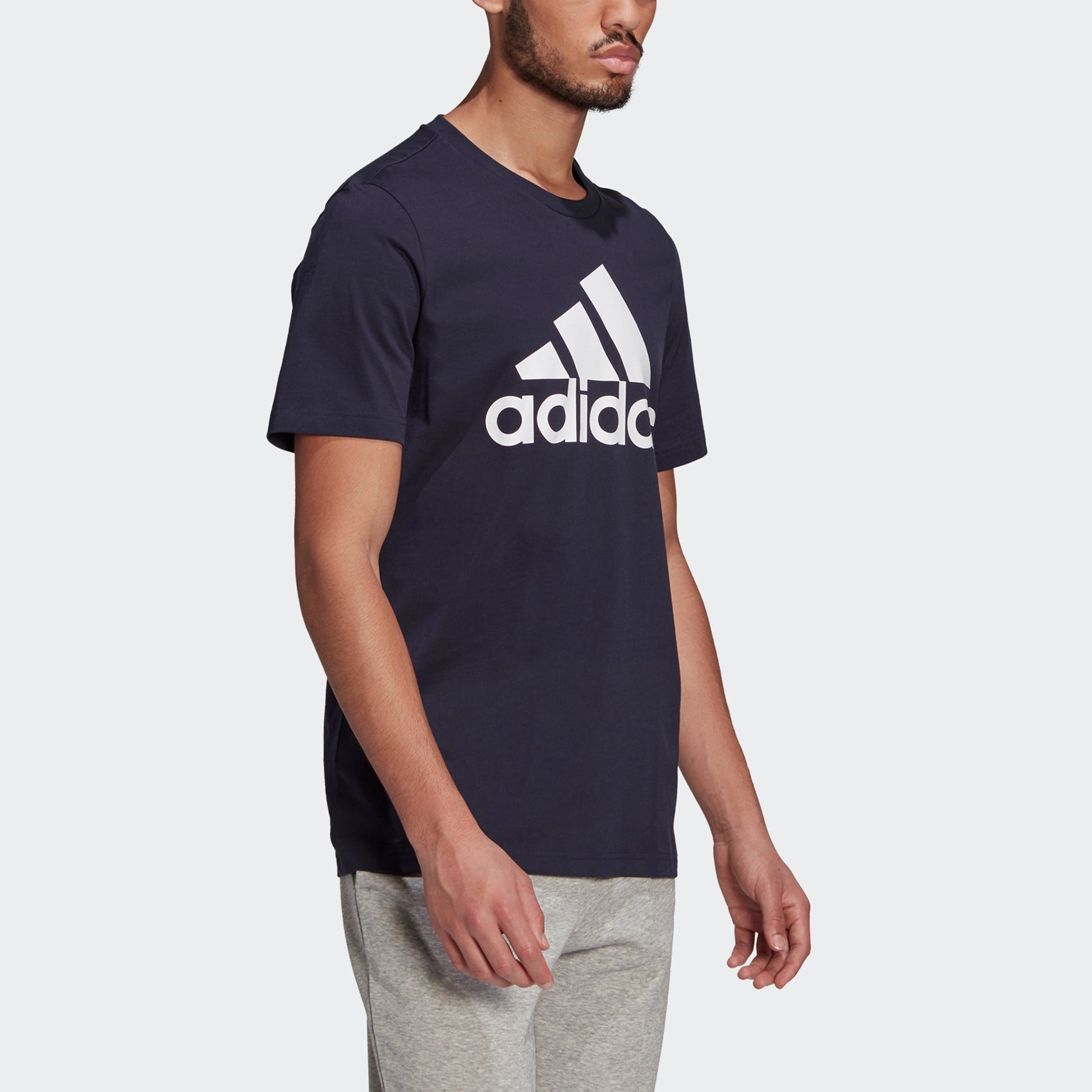adidas M Bl Sj T Logo Printing Sports Round Neck Short Sleeve Blue GK9122