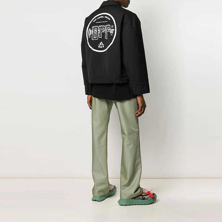 Off-White SS21 Logo Printing Pattern Long Sleeves Jacket Loose Fit Black OMEA212S20I010131001