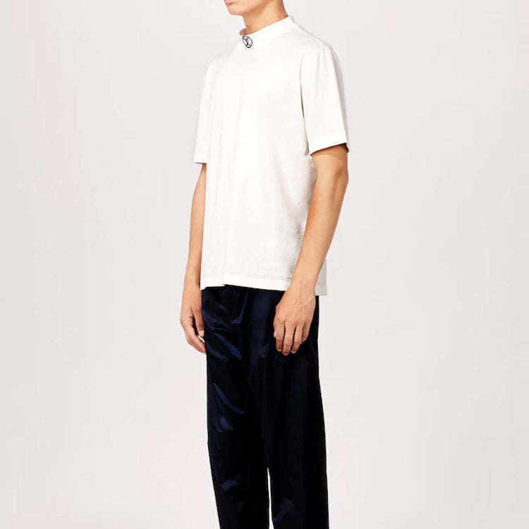 Men's LOUIS VUITTON High Collar Short Sleeve LOGO Short Sleeve White 1A40R7