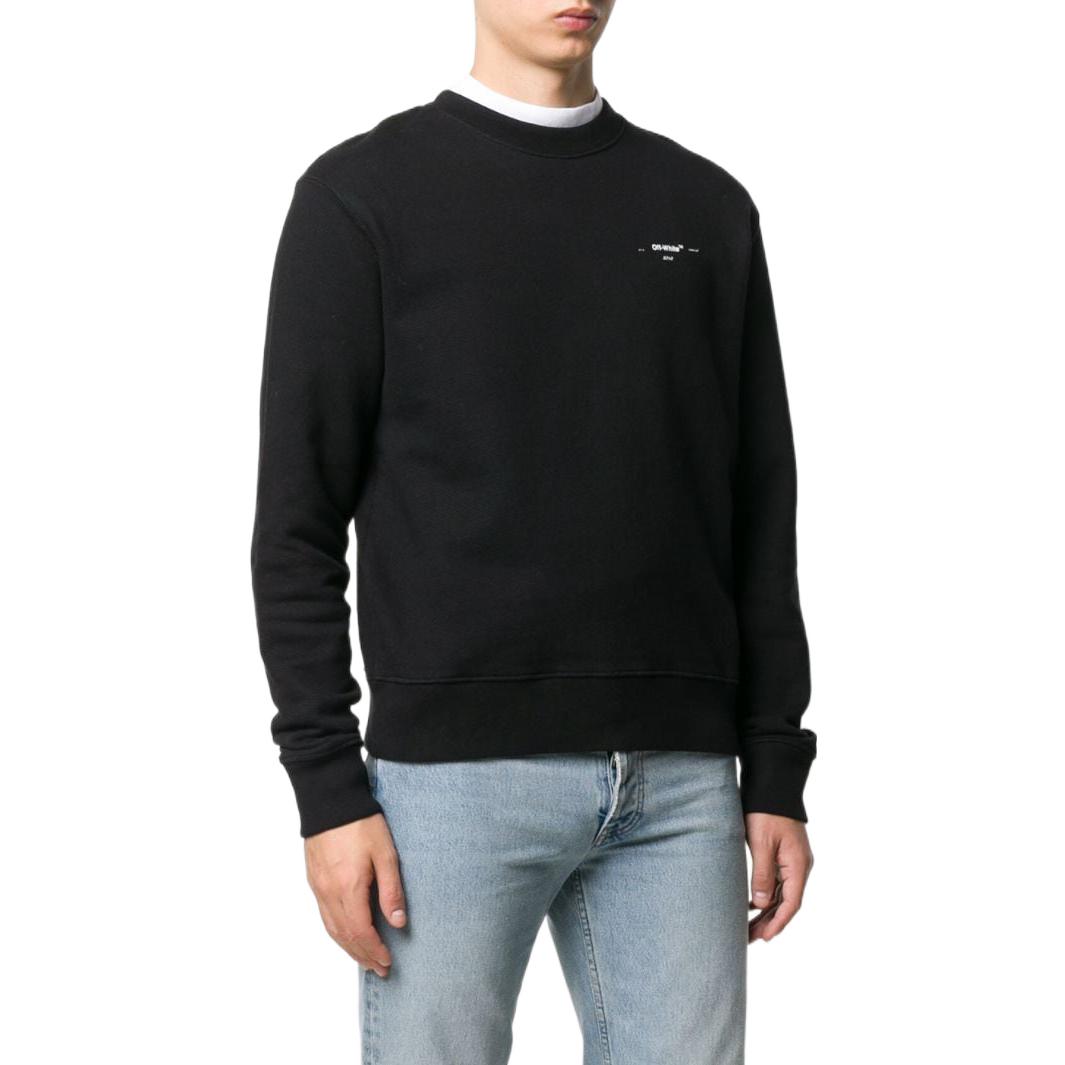 Men's Off-White FW22 Solid Color Logo Round Neck Long Sleeves Version Black OMBA025R20D250321091BLACK
