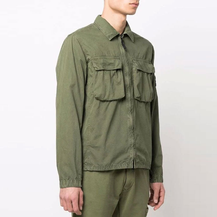 STONE ISLAND Brushed Cotton 2-Pocket Shirt Jacket 'Olive' 7615114WN-V0158