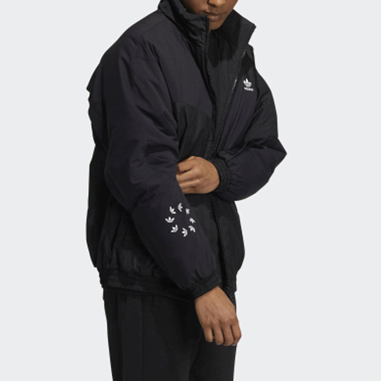 Men's adidas originals Bold Jacket Logo Printing Sports Padded Jacket Black HE6611