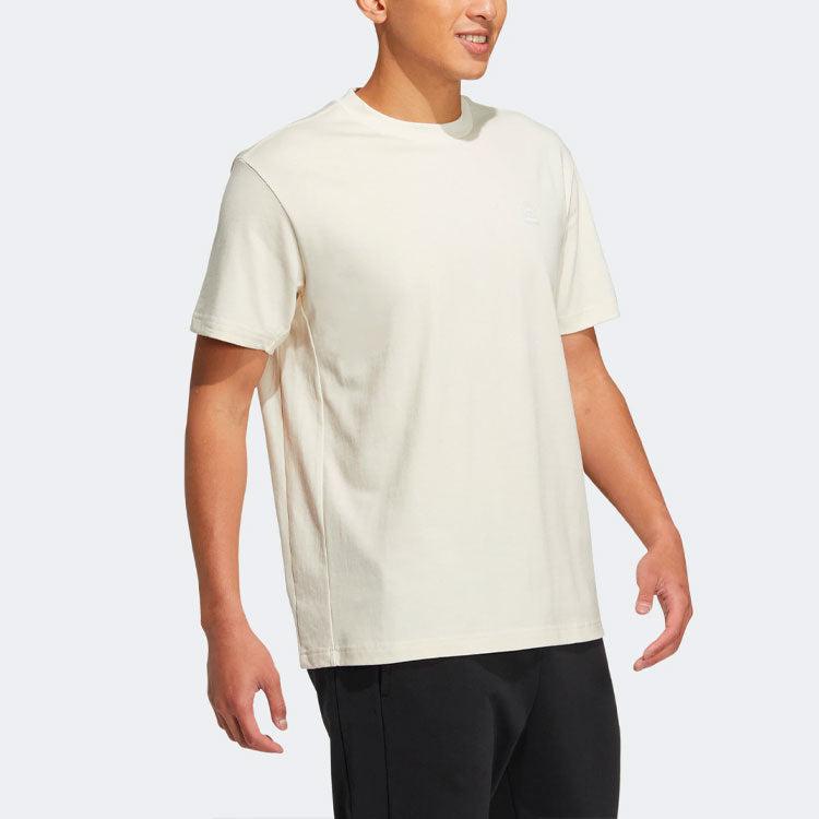 adidas neo Solid Color Round Neck Sports Short Sleeve Unisex Beige HS6813