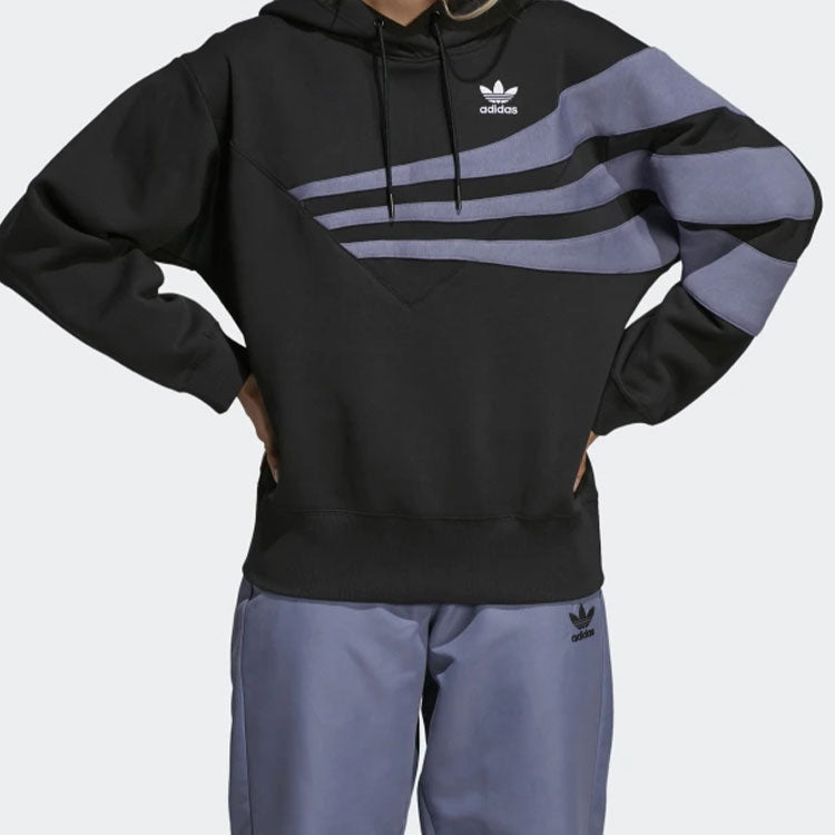 (WMNS) adidas originals Athleisure Casual Sports Stripe Hoodie Black DU8473