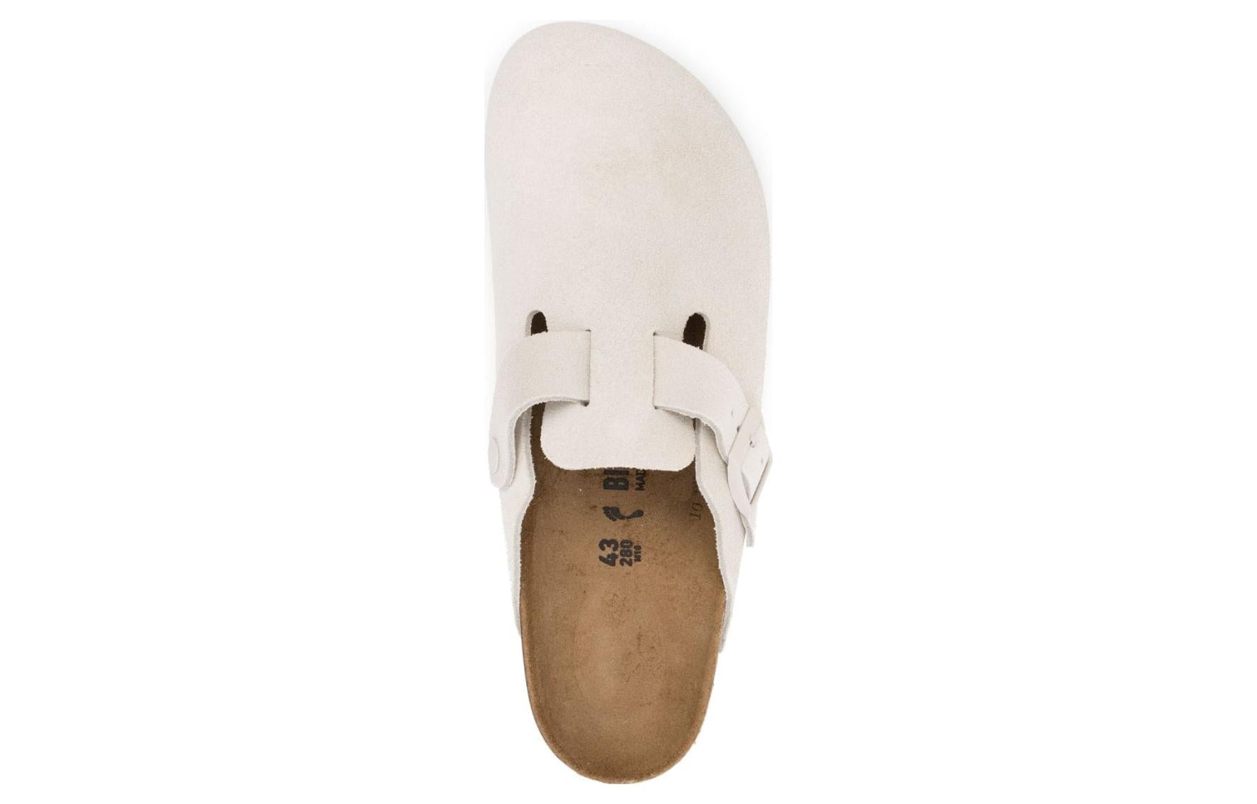 Birkenstock Boston Suede Leather Narrow Fit Sandals 'Antique White' 1024740