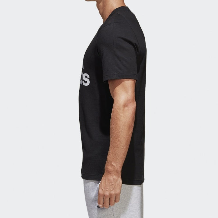 adidas Logo Printing Sports Round Neck Short Sleeve Black CD4864