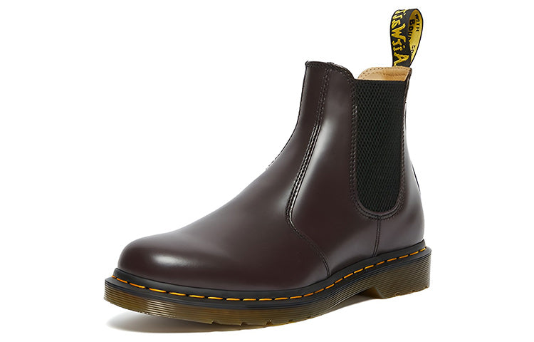 Dr. Martens 2976 Yellow Stitch Smooth Leather Chelsea Boots 'Burgundy' 27280626