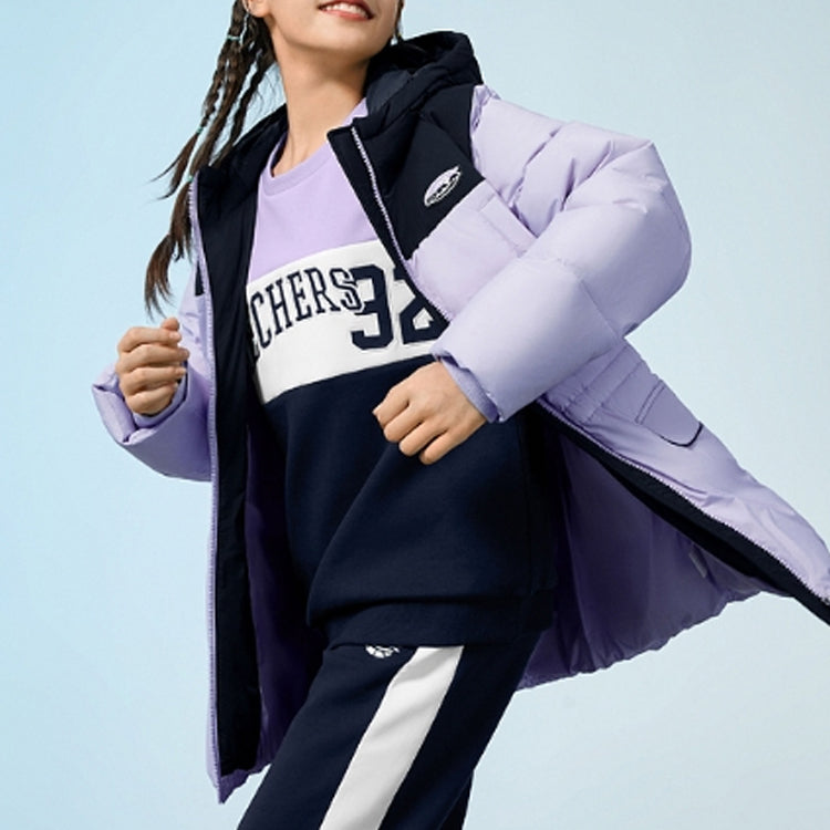 (GS) Skechers Warm Long Sleeve Down Jacket 'Purple Black' P422G014