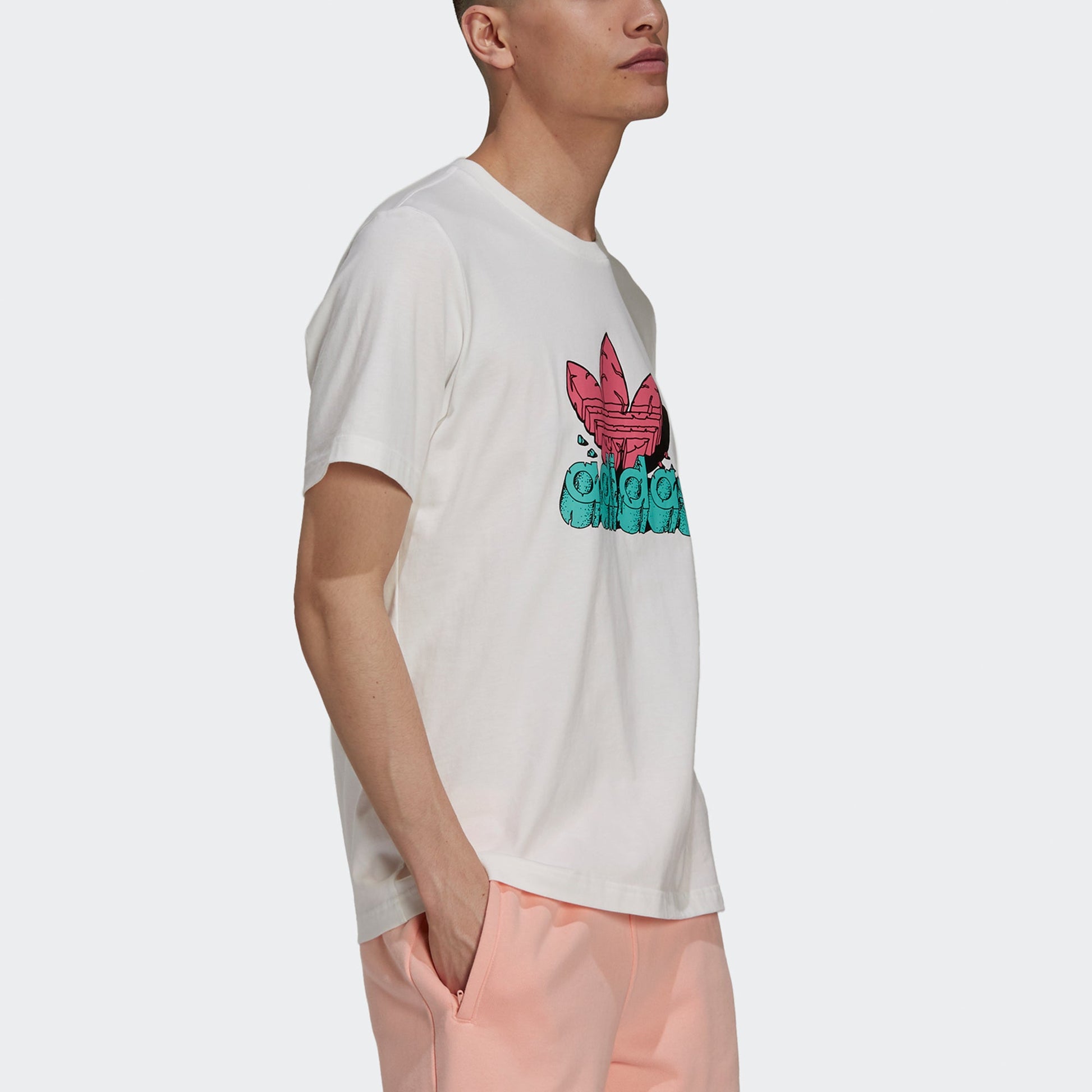 adidas Men's originals 5 As Tee Logo Sports White H13481