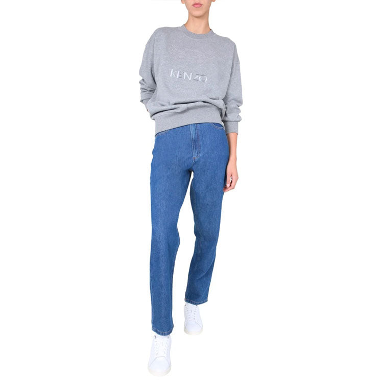 (WMNS) KENZO Alphabet Logo Round Neck Pullover Hoodie Gray FA62SW9214XH-95