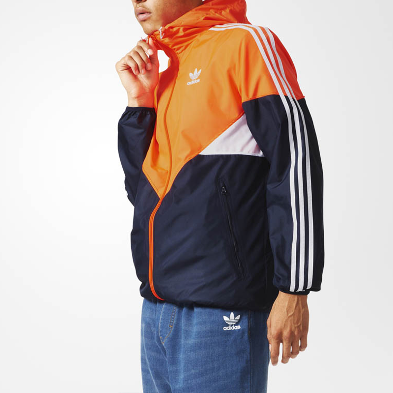 adidas originals Logo Printing Colorblock Hooded Jacket Orange AP9771