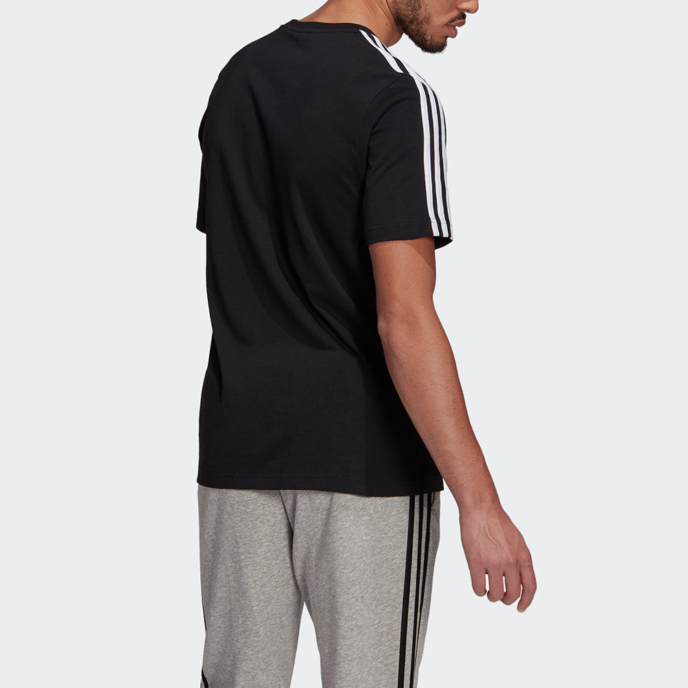 adidas M 3s Sj T Sports Training Stripe Round Neck Short Sleeve Black GL3732
