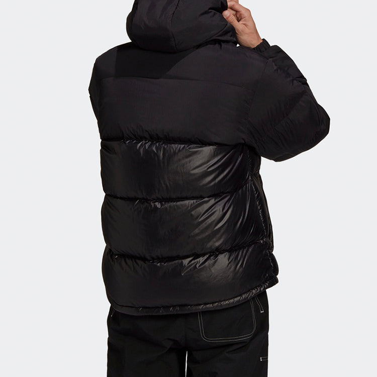 adidas originals Down Regen Puff Stay Warm Splicing Sports hooded down Jacket Black GE1324