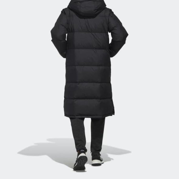 adidas Long Parka mid-length Outdoor Thicken hooded down Jacket Black EH3993