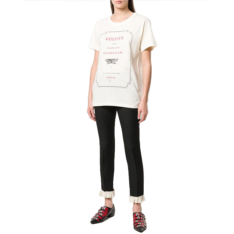 (WMNS) Gucci Pattern Round Neck Short Sleeve Unisex White 493117-X3N38-7550