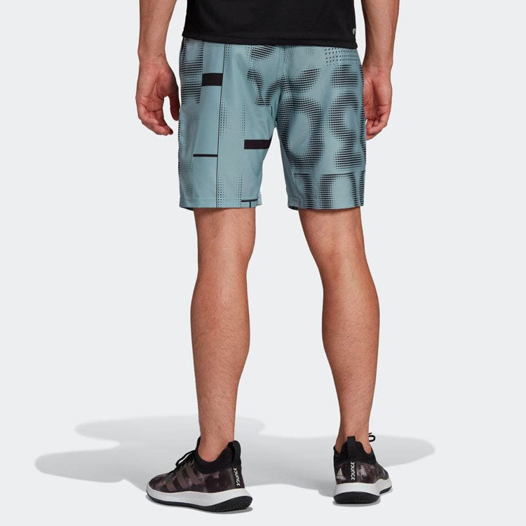 Men's adidas Color Block Printing Straight Casual Shorts Blue HB9085