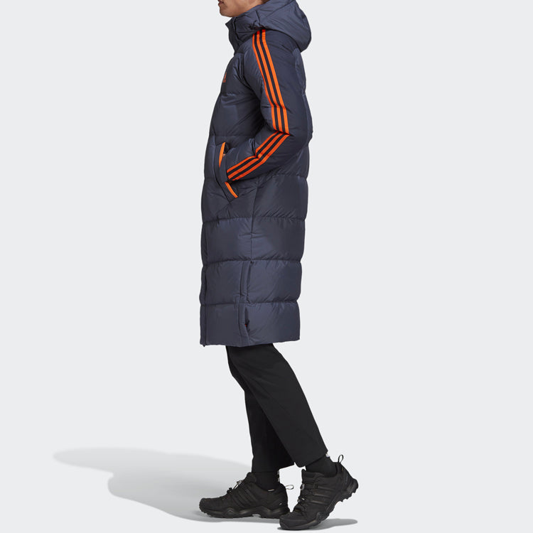 adidas 3st Long Coat Outdoor Sports Detachable hooded Down Jacket Blue GF0069