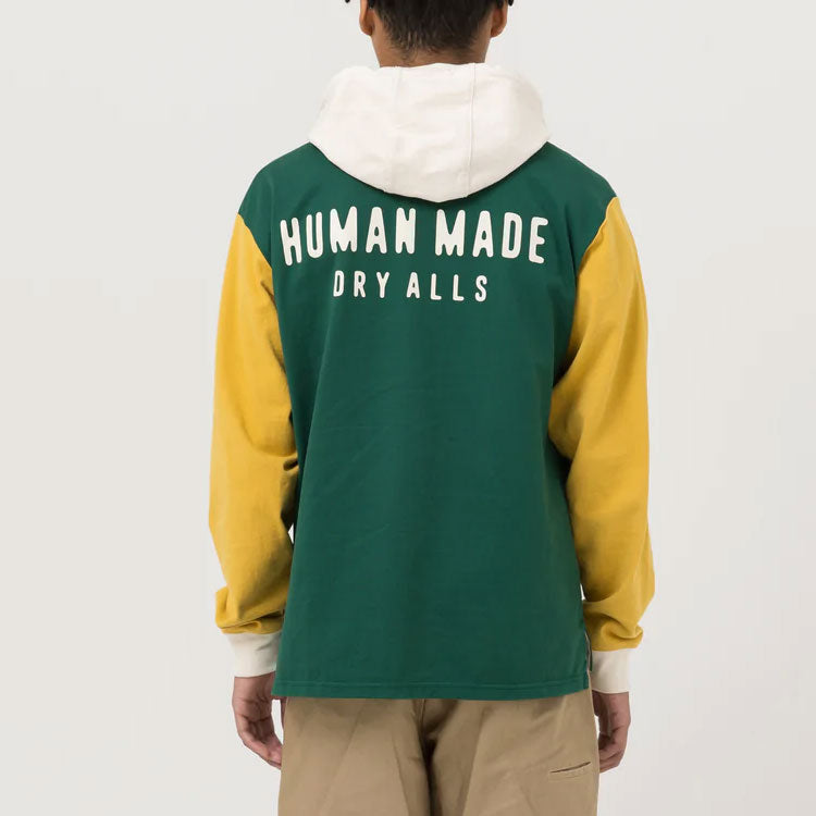 HUMAN MADE Rugby Shirt Hoodie 'Green' HM24CS013
