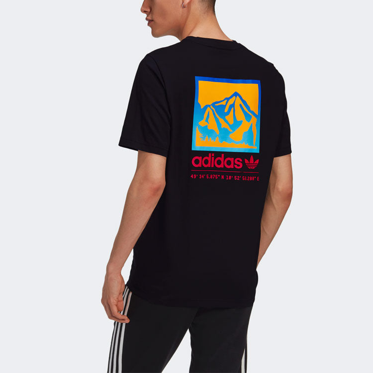 adidas originals Pattern Printing Casual Sports Short Sleeve Black GP1118