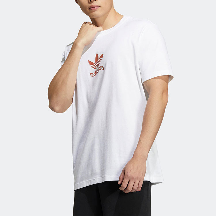 Men's adidas originals Logo Printing Pattern Sports Round Neck Short Sleeve White T-Shirt H47114