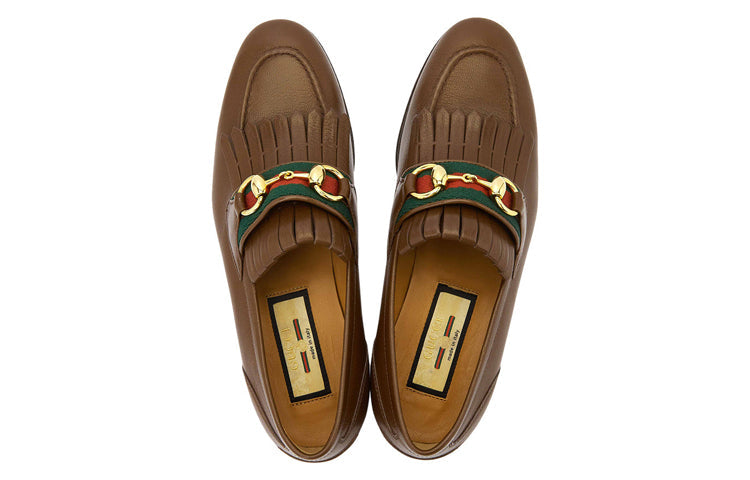 (WMNS) Gucci With Web And Interlocking G Loafer 'Brown' 700182-0G0P0-2360