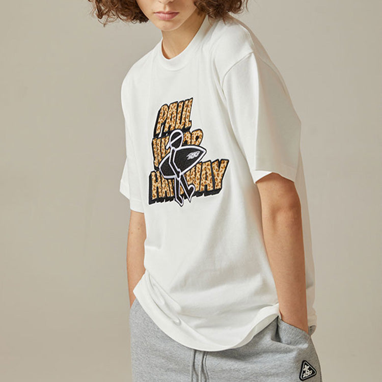 PJs Vigor Surf Leopard print Alphabet Pattern Short Sleeve Unisex White 20SSTS1016-P