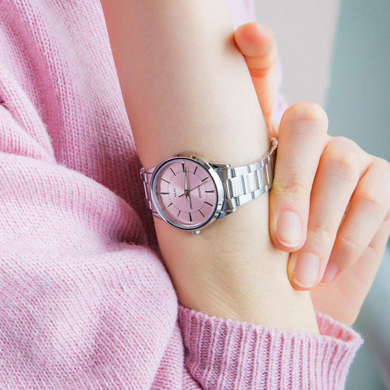 CASIO Waterproof Stainless Steel Strap Pink Analog LTP-1303D-4A