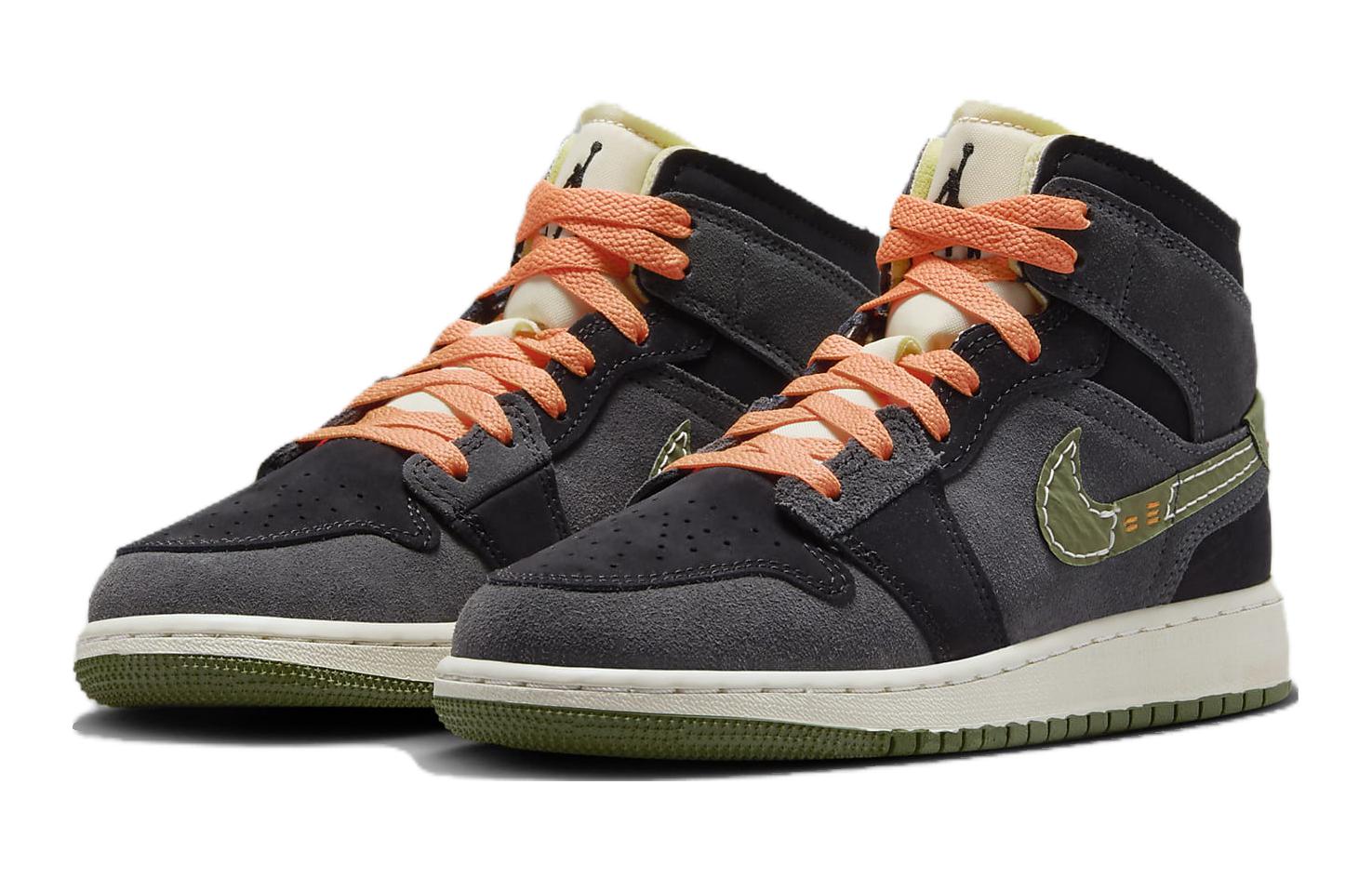 (GS) Air Jordan 1 Mid SE Craft 'Anthracite Light Olive' FD5847-003