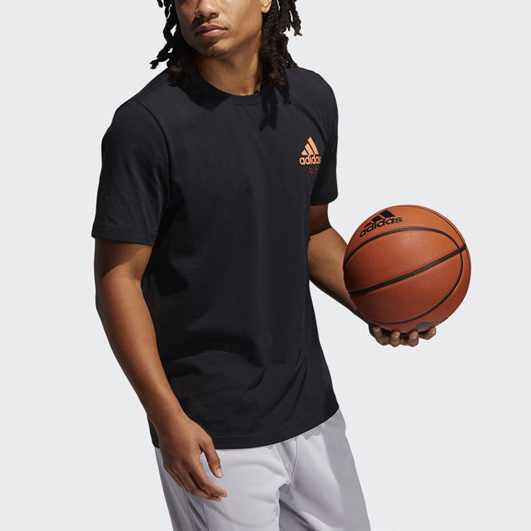 adidas Horns Tee Basketball Sports Printing Round Neck Short Sleeve Black GN5112