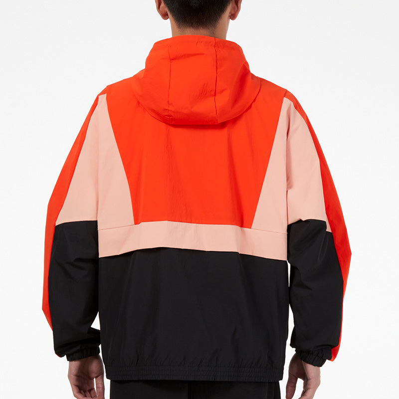 adidas Loose Logo Casual Contrasting Colors Woven Windproof Hooded Jacket Orange H40212