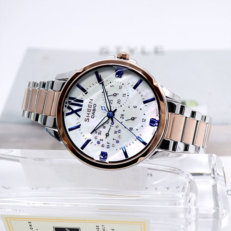 CASIO SHEENSeries es Silver/Golden White Analog SHE-3056SPG-7A