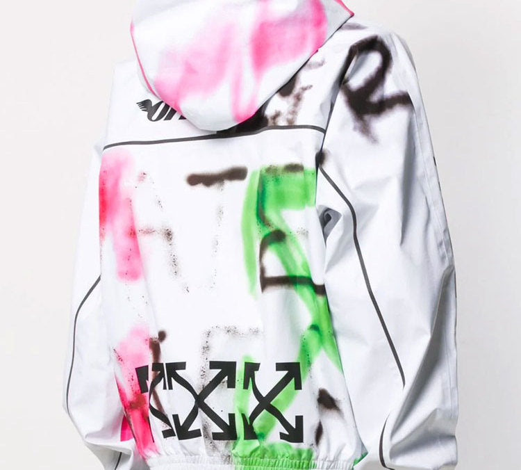 Off-White Goretex Graffiti Printing Hooded Jacket Men Multicolor OMBB053E19E350200188