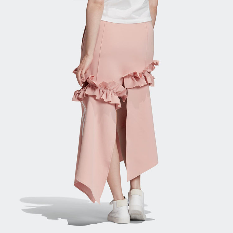 (WMNS) adidas Originals x J KOO 3 Stripe Trefoil Ruffle Skirt 'Maroon Pink' FT9902