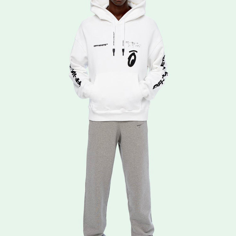 Off-White Split Arrows Hooded Fleece Men White OMBB037E19D250100110