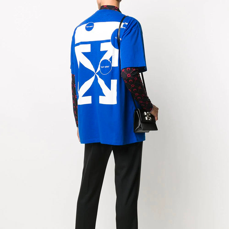 Off-White Double Arrow Applique Tee Men's Blue OMAA038F20FAB0084501