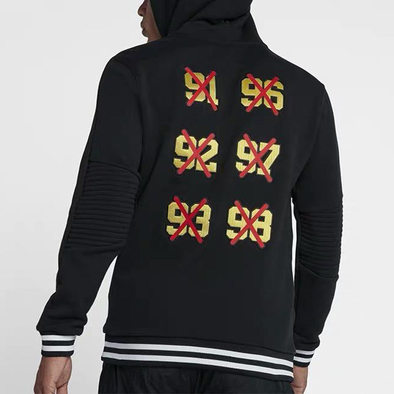 Men's Air Jordan Sportswear Large Alphabet Hooded Sports Black BQ5181-010