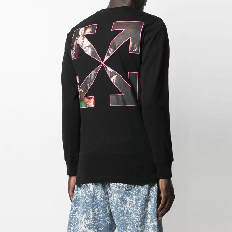 Off-White SS21 Printing Logo Sports Long Sleeves Black OMAB001S21JER0091001