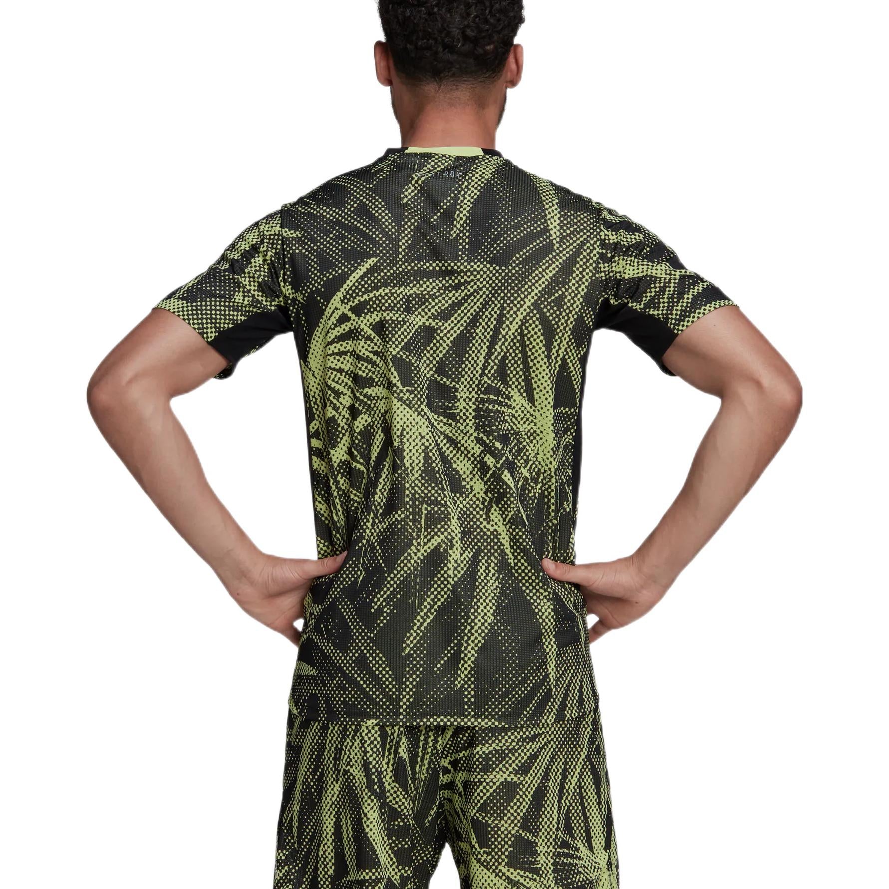 Men's adidas Casual Breathable Printing Sports Gym Short Sleeve Green T-Shirt HC4207