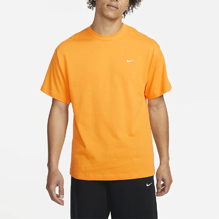 Men's Nike Solo Swoosh Small Label Logo Solid Color Sports Round Neck Short Sleeve Gold Orange T-Shirt CV0559-886