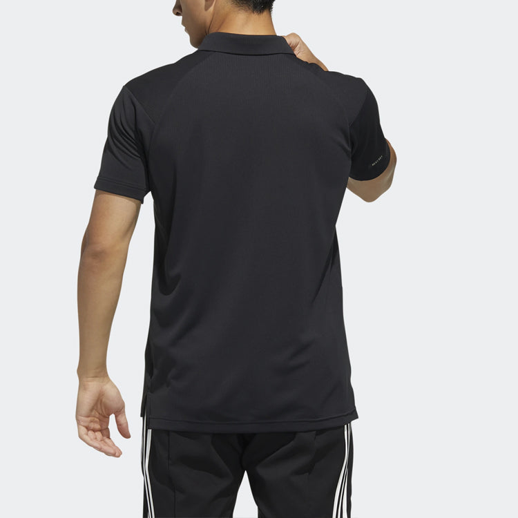 adidas Casual Solid Color Sports Short Sleeve Polo Shirt Black FK1414