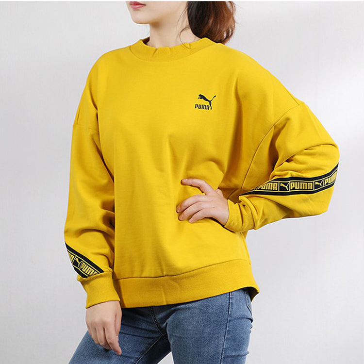 (WMNS) PUMA Classic Tape Sweater 'Yellow Black' 596019-20