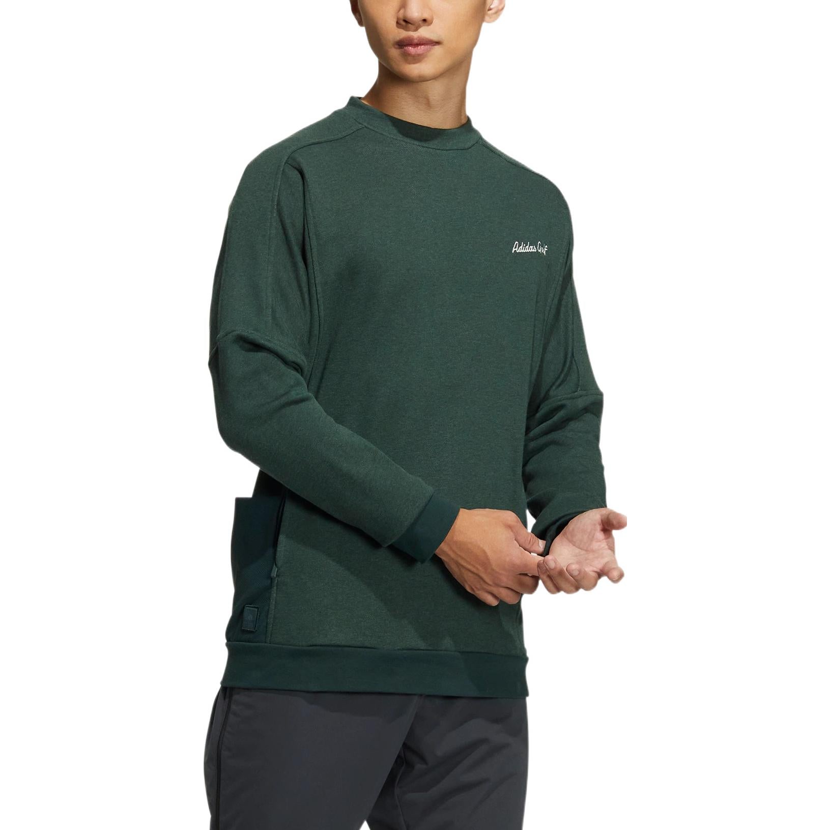 Men's adidas Gt Crew Sw Solid Color Alphabet Embroidered Round Neck Pullover Long Sleeves Green HG3262