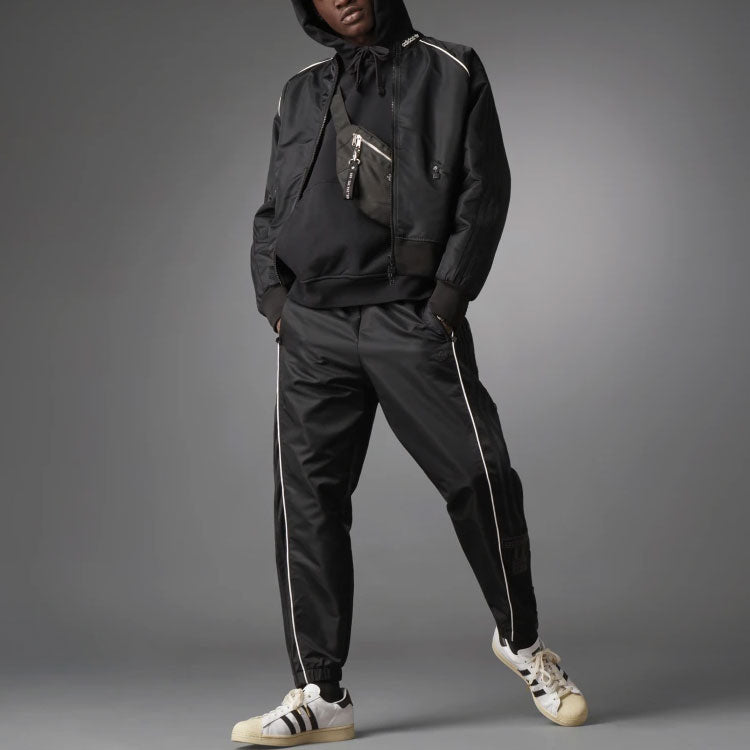 adidas originals Blue Version Series Side Zipper Sports Long Pants Black HB1695