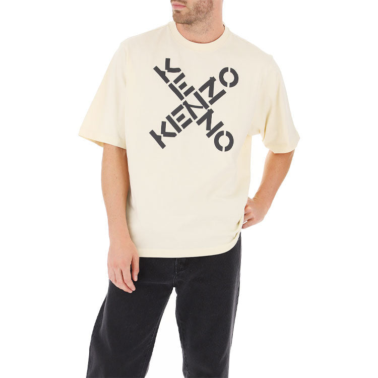 Men's KENZO SS21 Alphabet Logo Round Neck Short Sleeve Beige T-Shirt FA65TS5024SJ-04