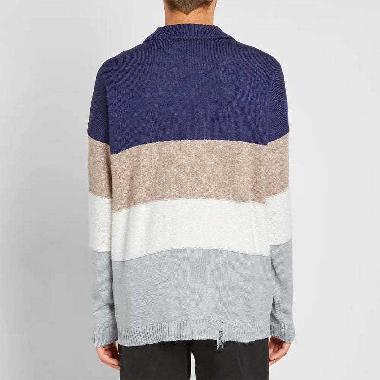 Off-White MultIcolor Wool Sweater Splicing Round Neck OMHE016E19E370323010