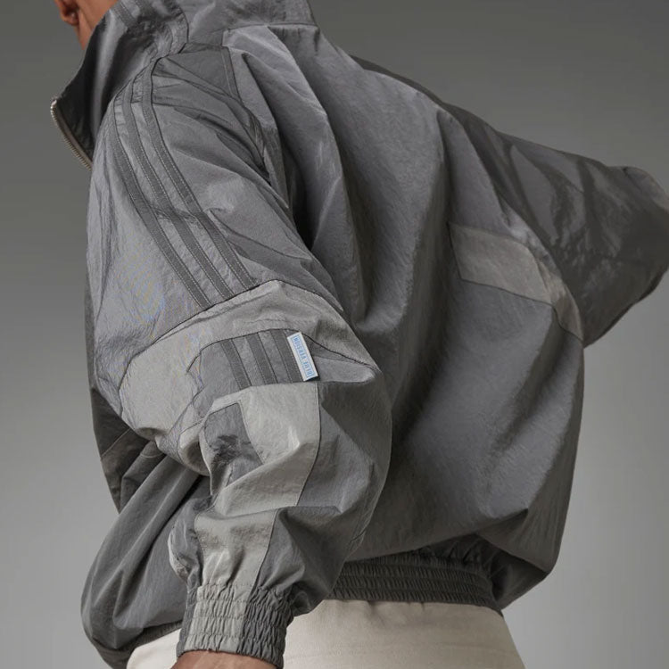 adidas originals Blue Version Series Casual Half Zipper Stand Collar Jacket Gray HD2233