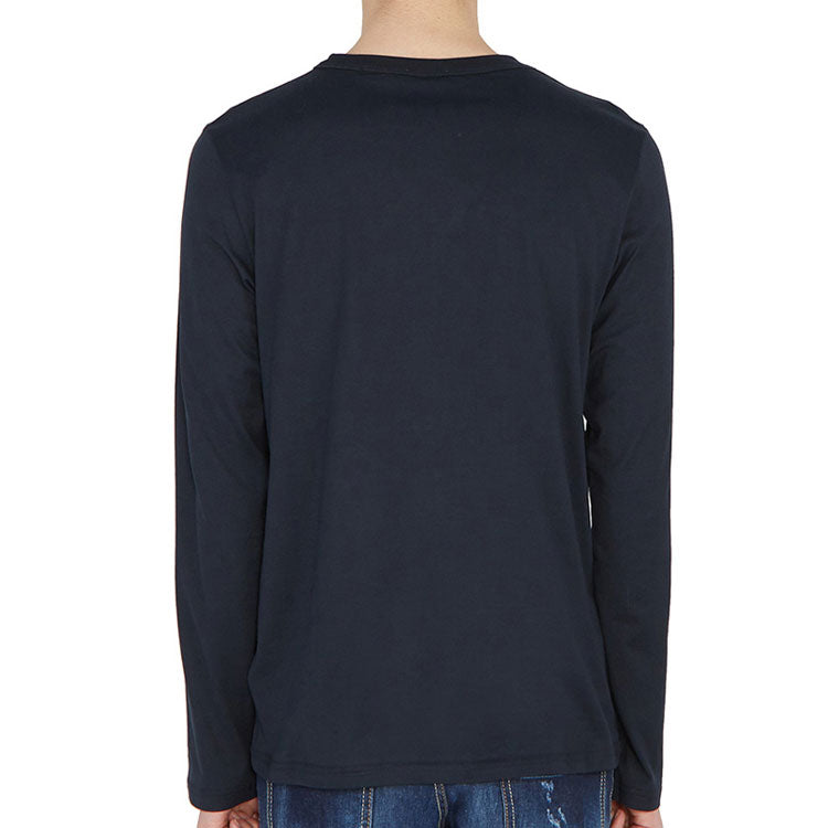 Men's DIOR Solid Color Printing Cotton Casual Round Neck Long Sleeves Navy Blue 043J611A0589-589
