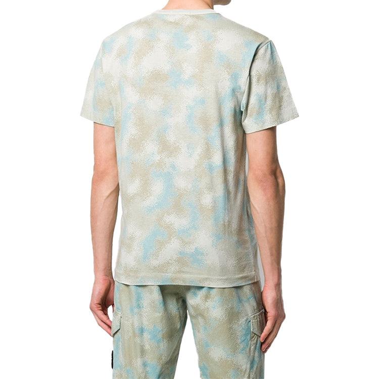 Men's STONE ISLAND Camouflage Printing Short Sleeve Gray Green 7215233E8-V0092