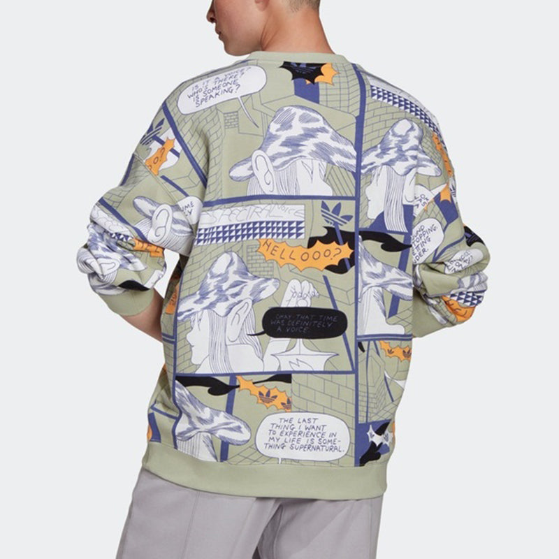 (WMNS) adidas originals Sweatshirt Cartoon Pattern Casual Sports Round Neck Green GN4265